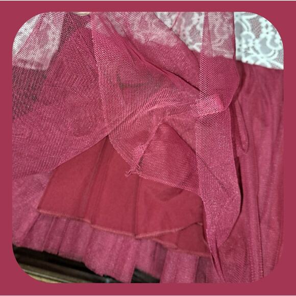 Baby Girls One Piece Burgundy & White Winter Dress Size 9-12m - Picture 5 of 12